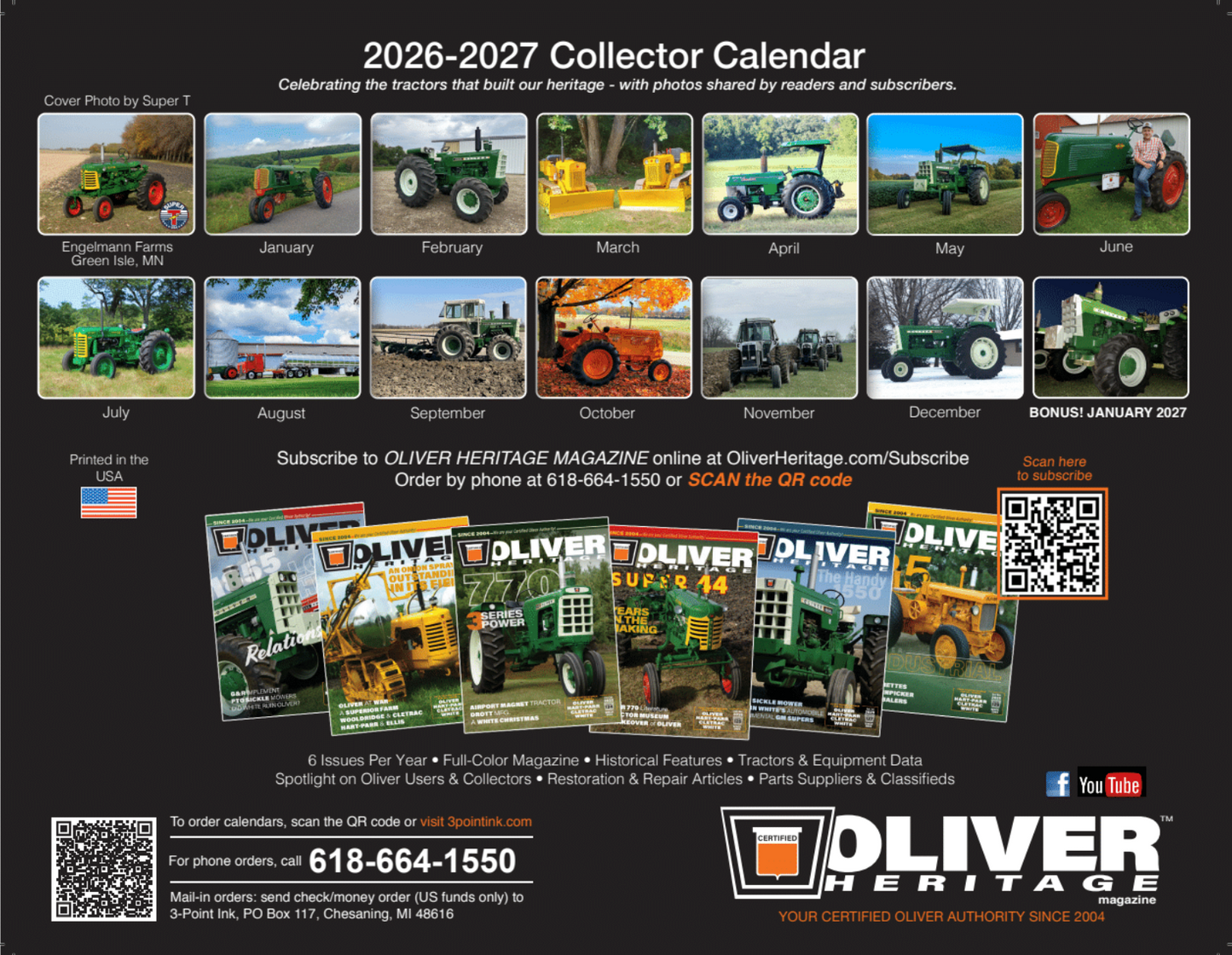 2026 Oliver Heritage Collector Calendar