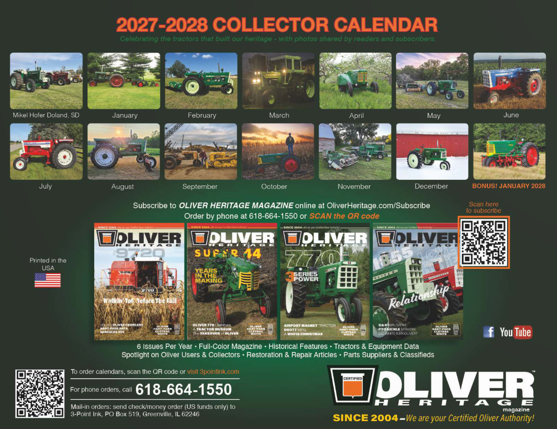 2027 Oliver Heritage Calendar (*Pre-Order*)