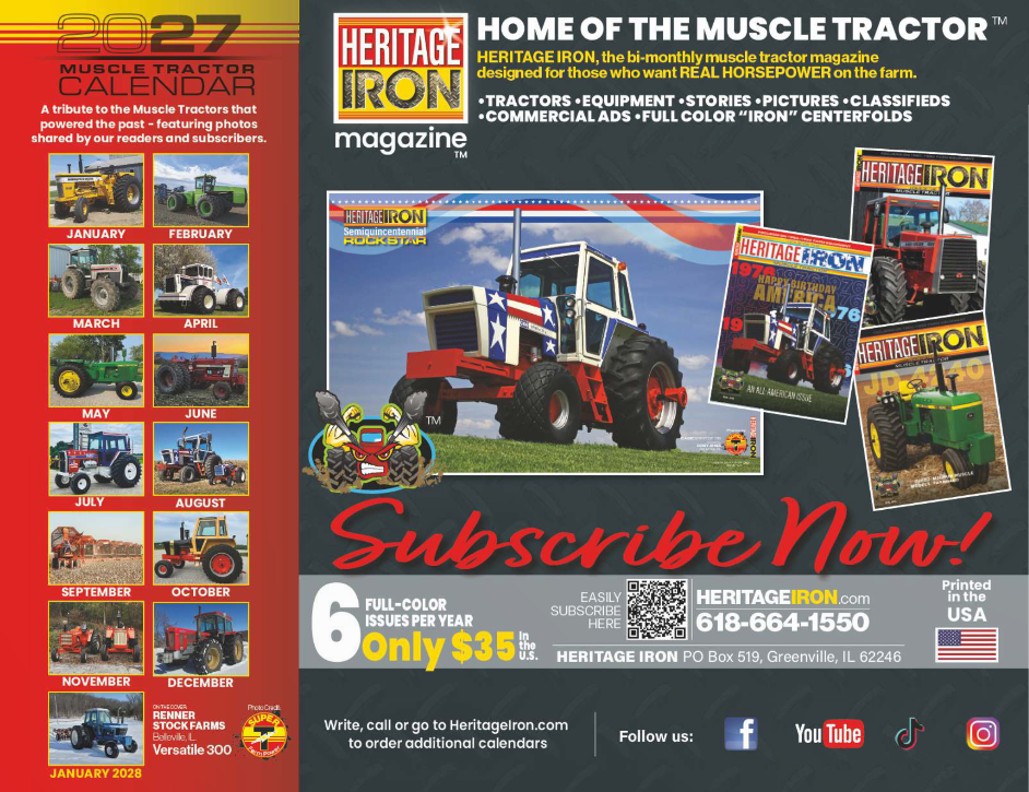 2027 Heritage Iron MUSCLE TRACTOR Calendar (*Pre-Order*)