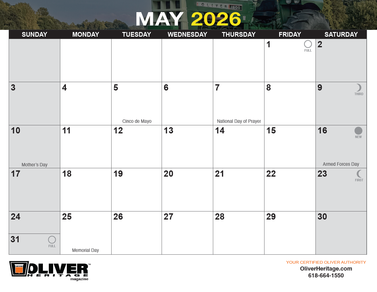 2026 Oliver Heritage Collector Calendar